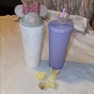 Disney Minnie Mouse Lid & Straw Charm Set for Starbucks Tumbler